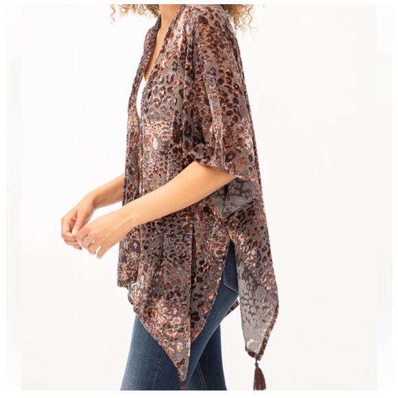 NWT! Mystree Women’s One Size Leopard Print Velvety Soft Kimono w/Tassels K314 - Picture 4 of 7